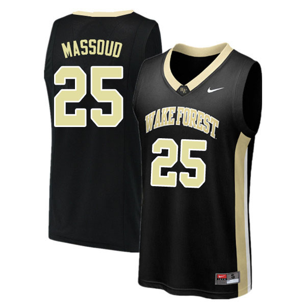 Men #25 Ismael Massoud Wake Forest Demon Deacons College Basketball Jerseys Sale-Black